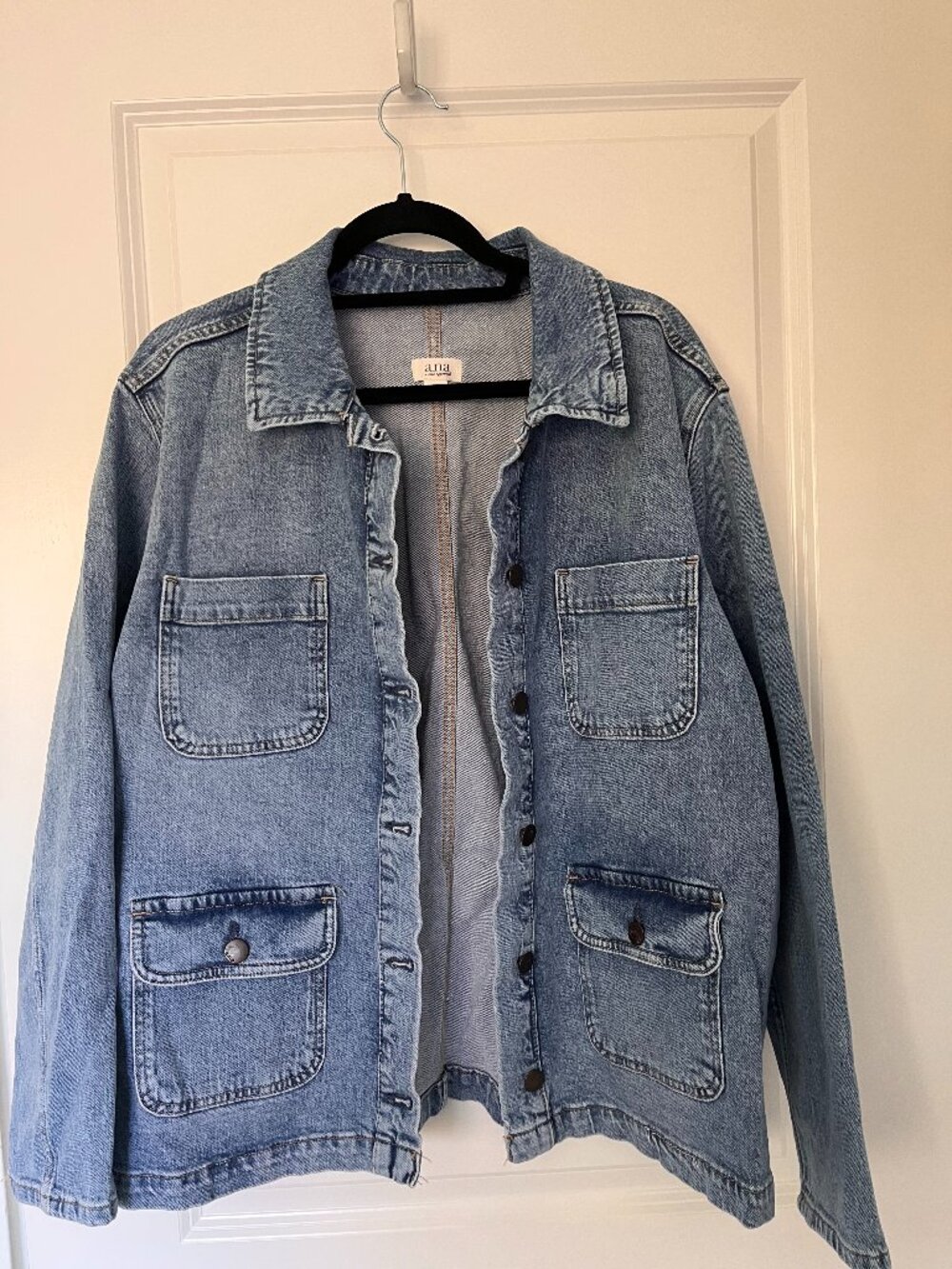 a.n.a Light Blue Denim Jacket with Patch Pockets